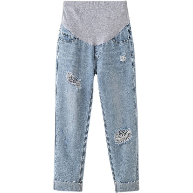 2025 Damesjeans, rekbaar, gewassen denim, modieus, veelzijdig, rechte pijpen, jeans, broek, kleding jeansbroek heren stretch, lichtblauw, XL