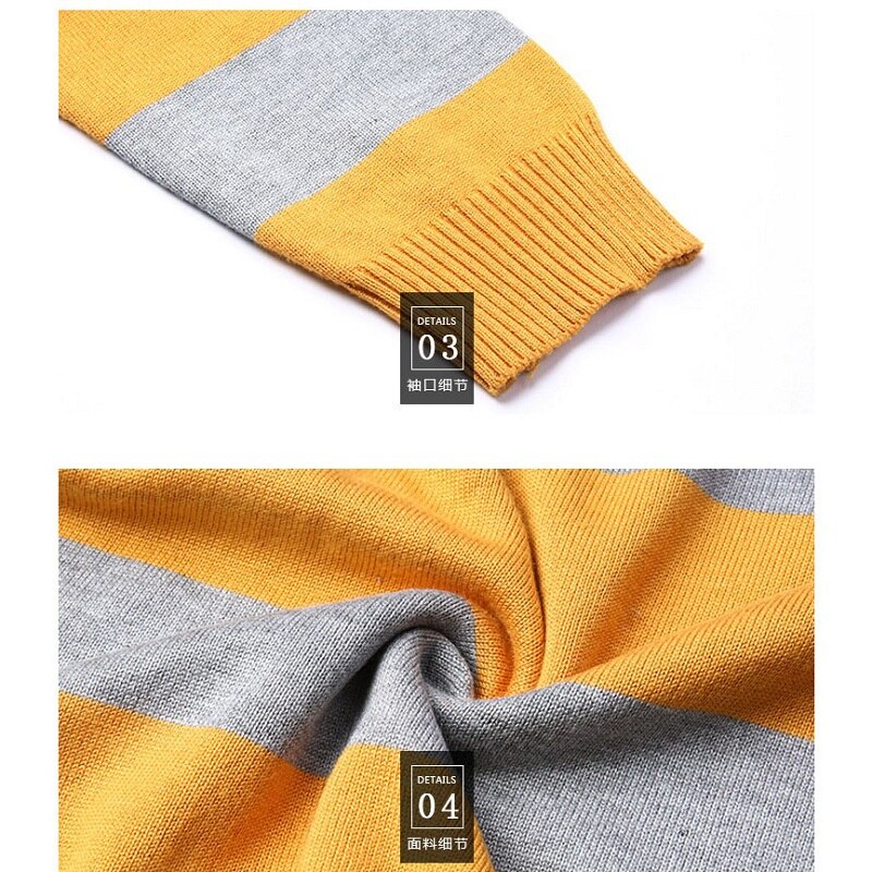 Casual slim fit strik pullover mænd efterår vintertøj mænd o-hals langærmet stribet sweater mænd tøj