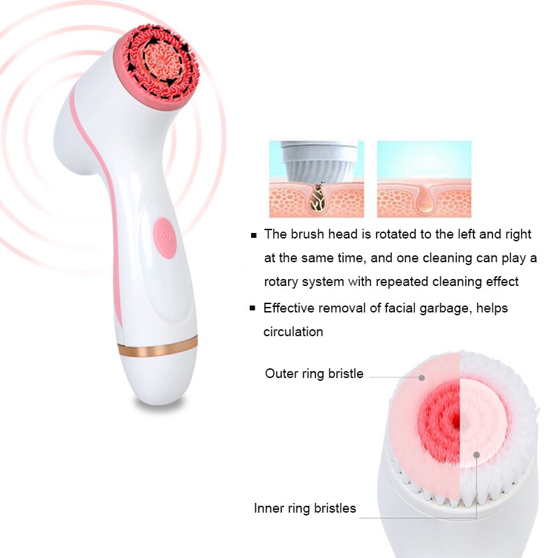 3 In 1 Electric Cleansing Brush Sonic Rotating Cleansing Brush Galvanic Facial Spa System Deeply Clean and Remove Blackheads