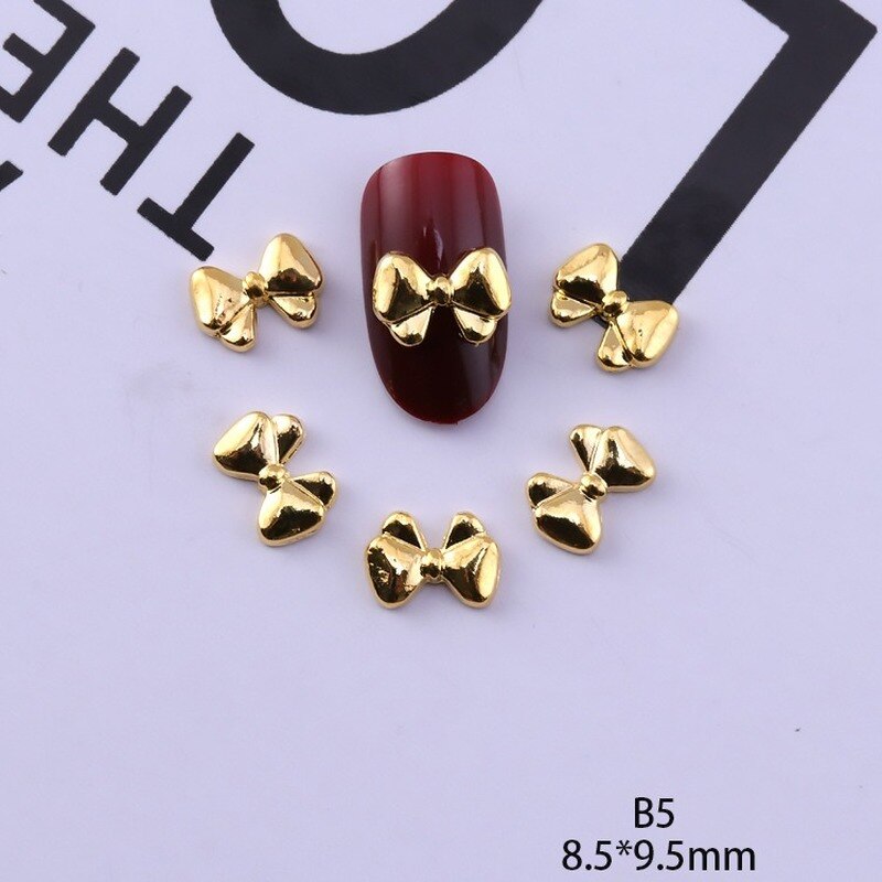 50 pezzi di ciondoli in lega d'oro e d'argento per unghie papillon farfalla 3D multi-forme accessori per unghie per ciondoli gioielli per chiodo arte giapponesi: nero