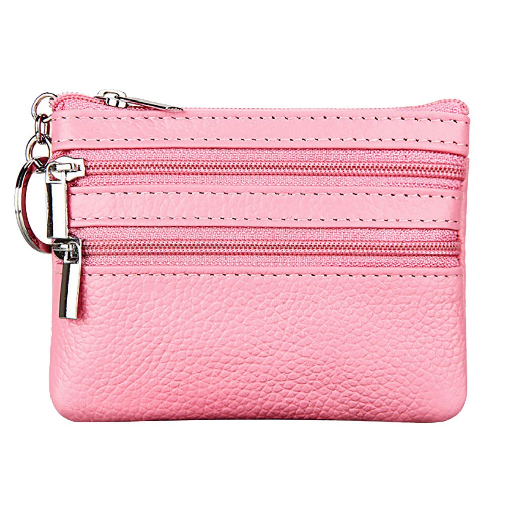 NUOVO caso di Cuoio Della Borsa Della Moneta Delle Donne Piccolo Cambiamento Del Raccoglitore Borse Mini Chiusura Lampo Sacchi di Denaro di Tasca Portafogli Key Holder # T2: Pink 