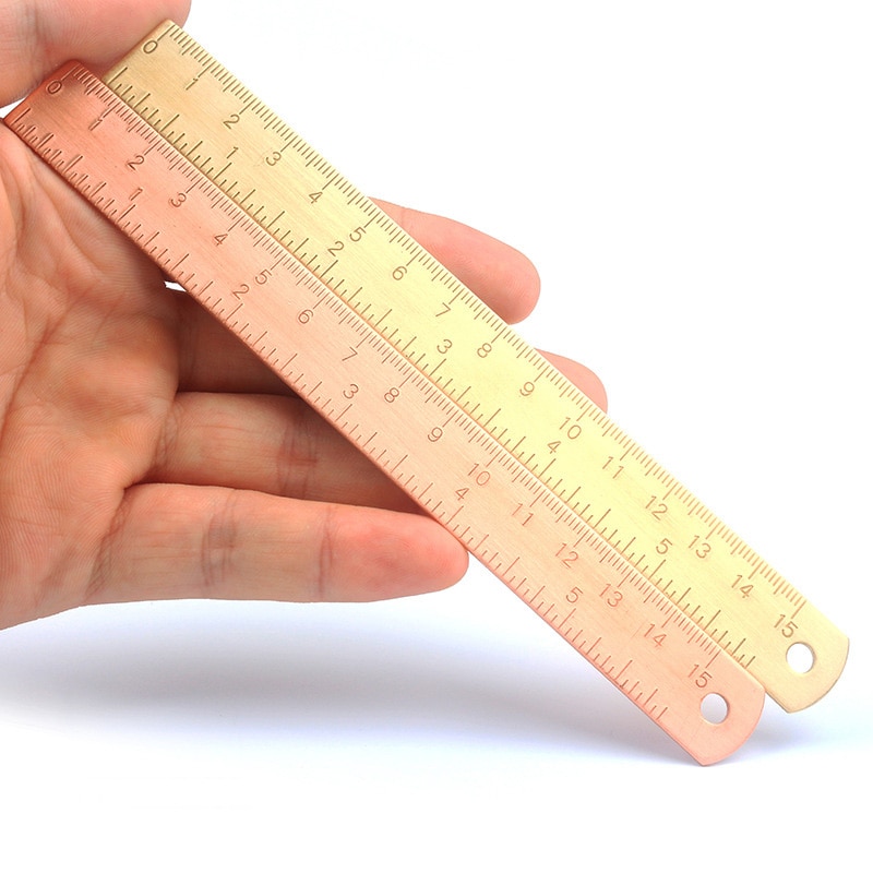 1pc 15cm messing linjal bokmerke kanselli rosa gull måler rett linjal for skole skrivesaker metall maleri tegneverktøy