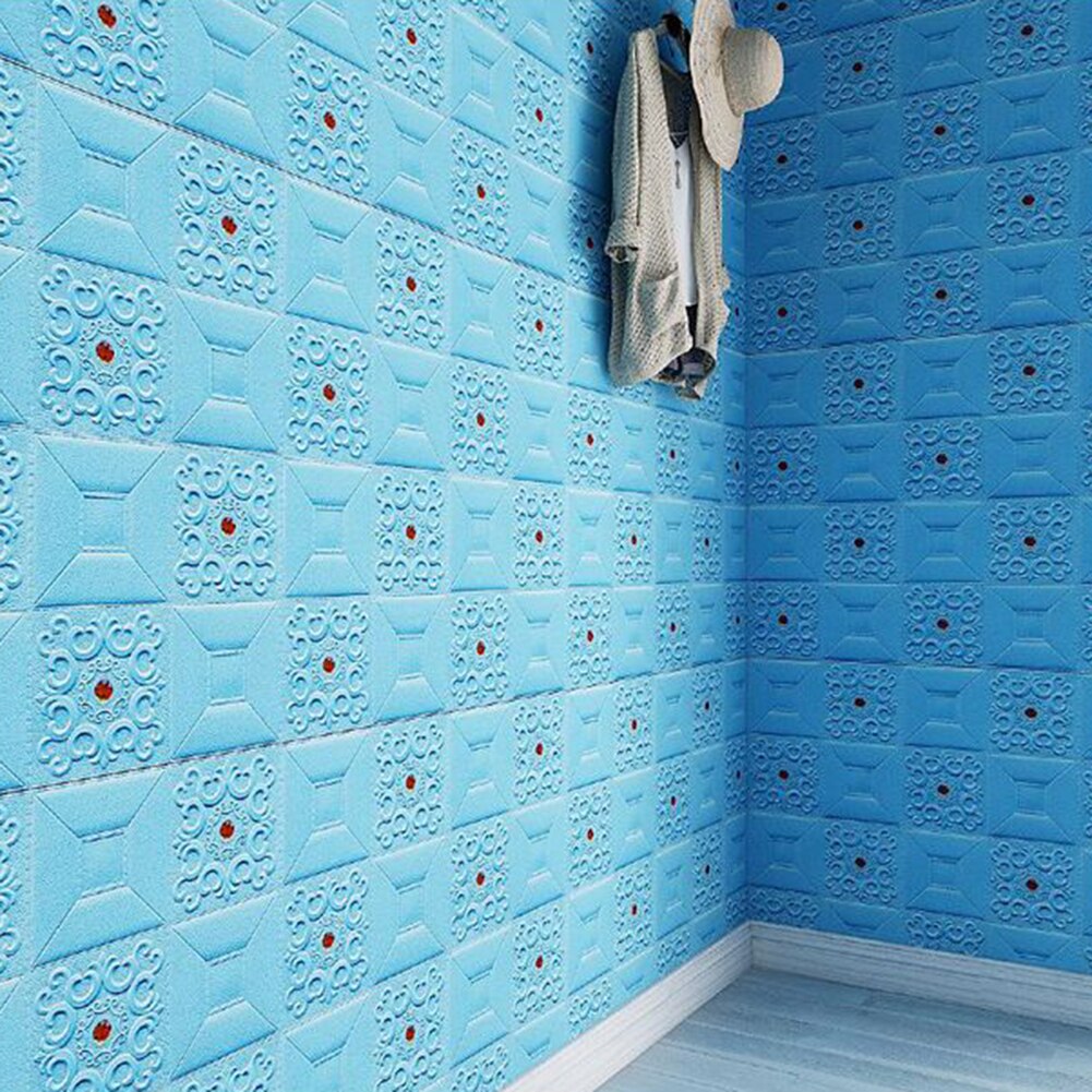 Self-adhesive 3D Embossed Wall Sticker Celling Panel Decal Living Room Bedroom Background Wallpaper Home Wall Decoration