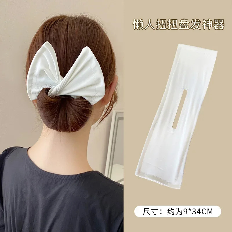 Dispositivo de grampo de cabelo em forma de arco feminino doce e adorável grampo de cabelo rápido coque ferramentas de estilo de cabelo trança hairbands ferramentas de penteado: CINZA