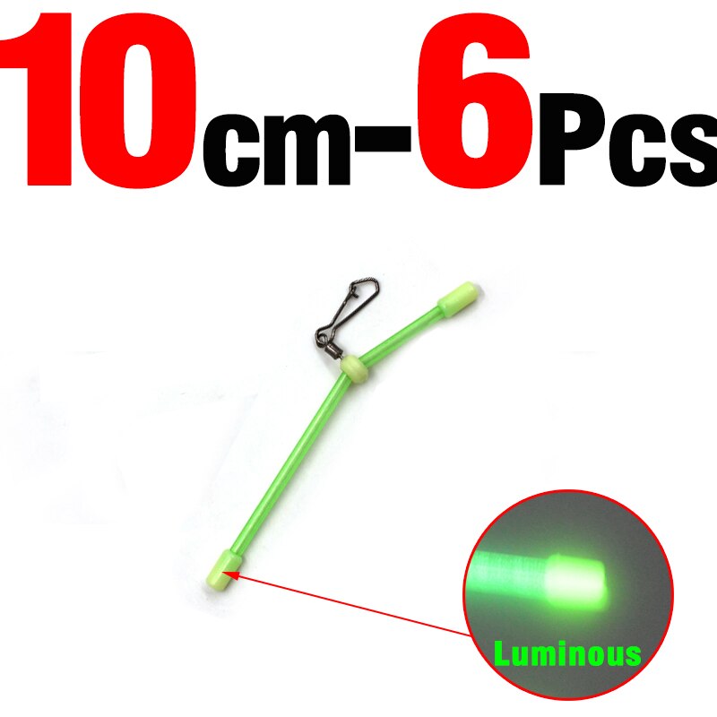 Mnft 6 stk anti-tangle bomme havfiskegrej plastrør balancebeslag lysende fiskegruppe fiskesnøre pesca: Str. 10cm 6 stk