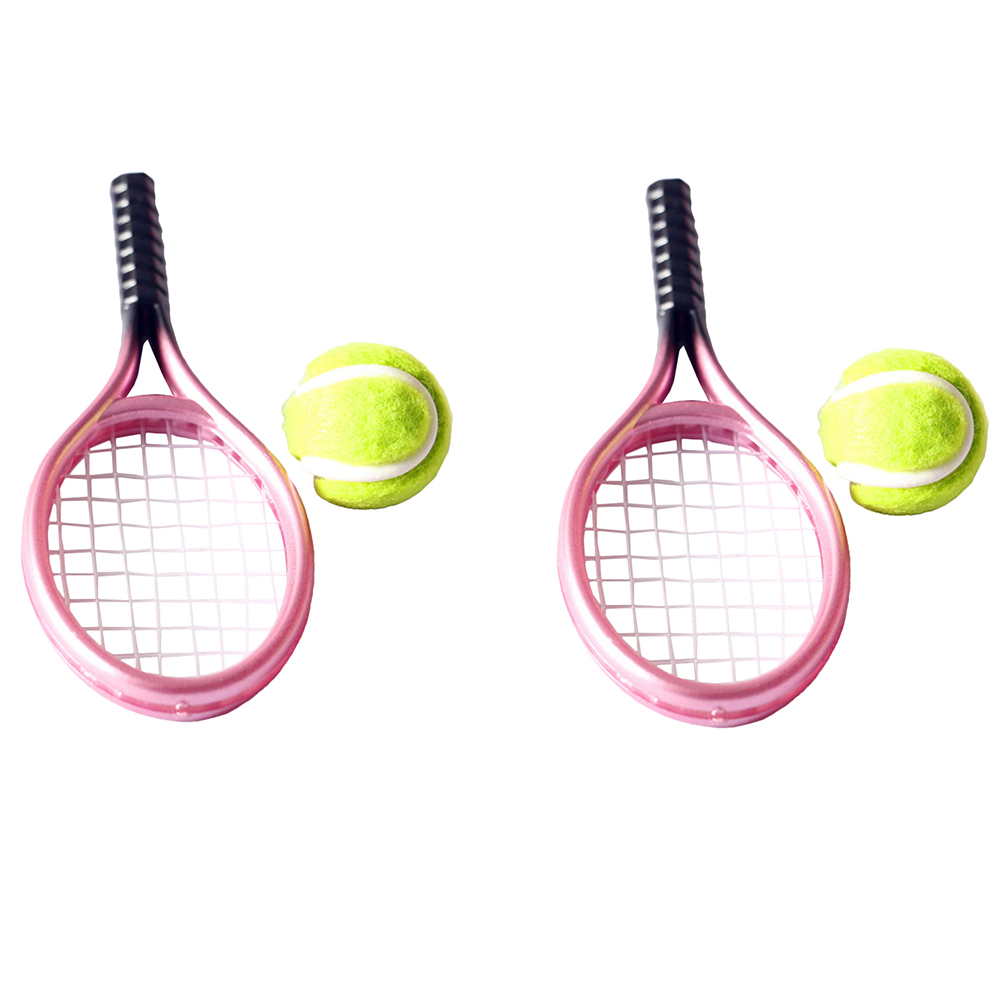 2 setzt puppenhaus-Tennis-dekoration Mini-Tennis-einstellen Mini-tennisschläger für beladen, zuhause, freundlicher: Ursprünglich Titel