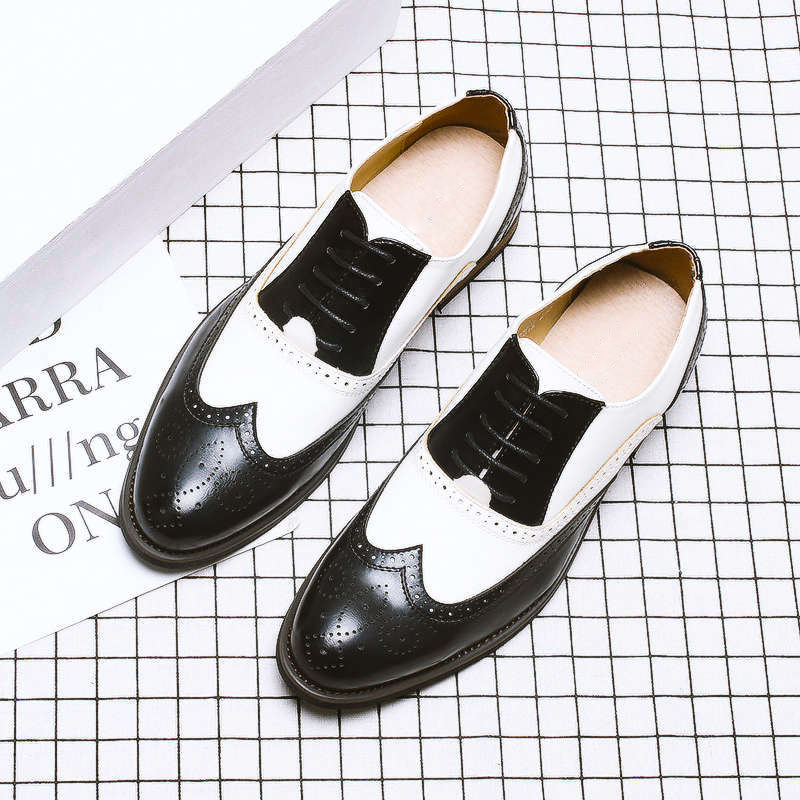 Pointed Toe Men Wedding Shoes Men Formal Leather Shoes Brogues Social Male Black Men Business Dress Shoes B343