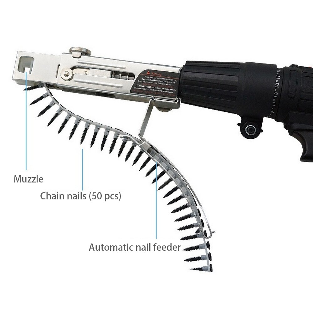 Screw Gun Automatic Nail Feeding Chain Belt Screw Tool Meets The Installation Requirements Without Support and Easy To Operate