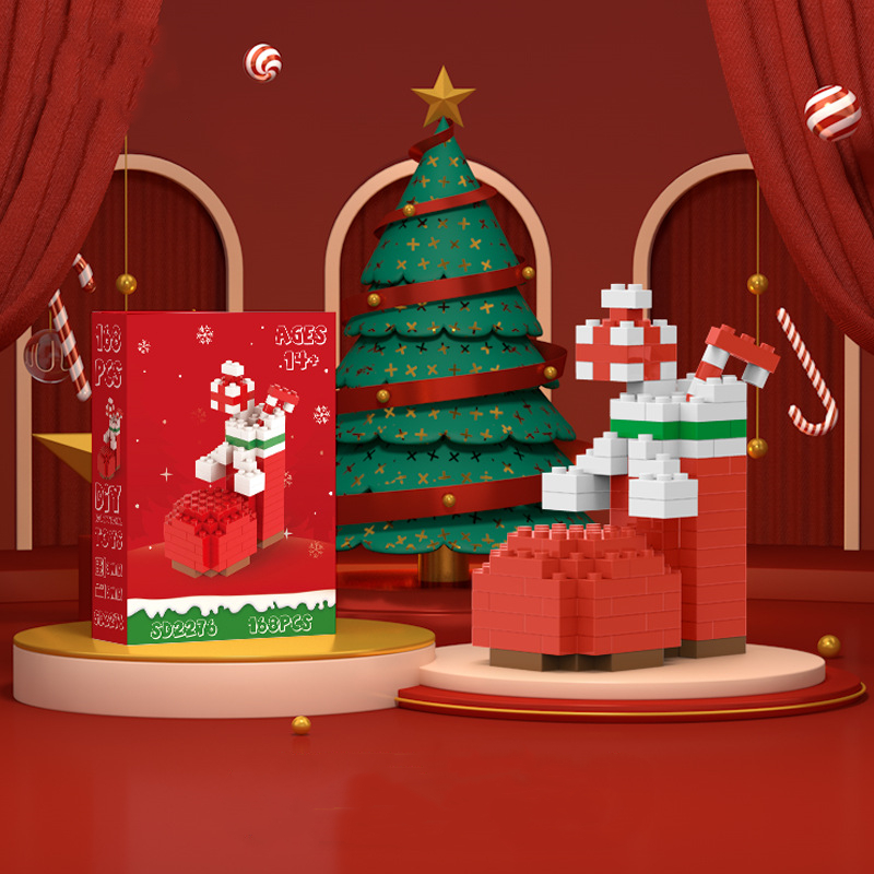Christmas Series Of Particle Diamond Building Blocks Educational Assembling Toys Christmas Tree Santa Claus Small Ornaments: GRAY
