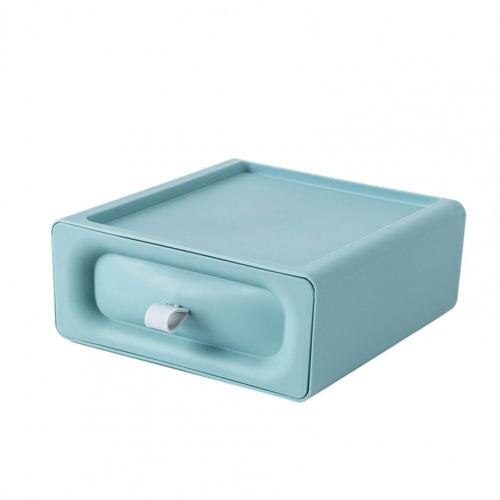 Multi Function Drawer Desktop Storage Box Large Capacity Stackable PP Multi-function Storage Cabinet for Home Supplies: Pale Blue