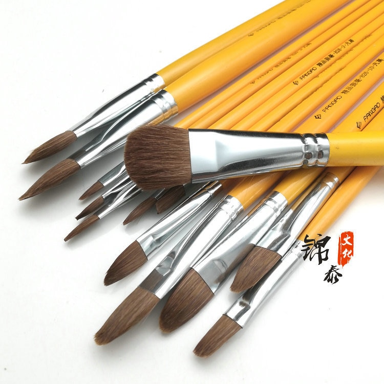 3 uds. De pincel para pintar al óleo/acuarela HECHO DE Pelo de lobo 1-12 pincel para pintar Número de lengua de pato, artículos de dibujo artístico de cabeza plana