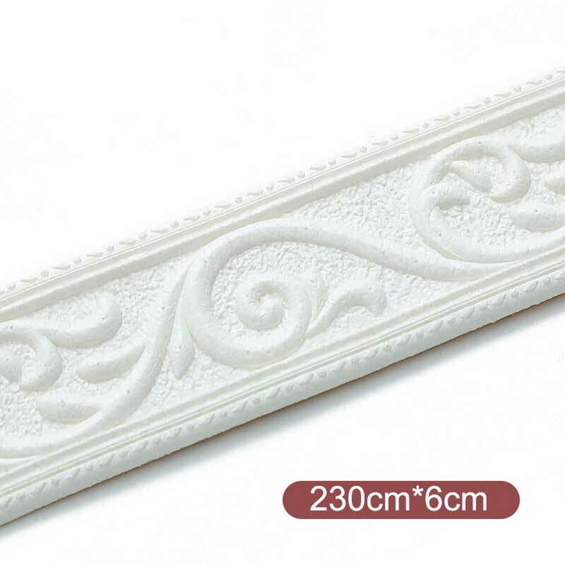Linea di rivestimento della parete 3D battiscopa bordo autoadesivo impermeabile battiscopa carta da parati adesivo da parete per soggiorno decorazione domestica: White1 / 230CM