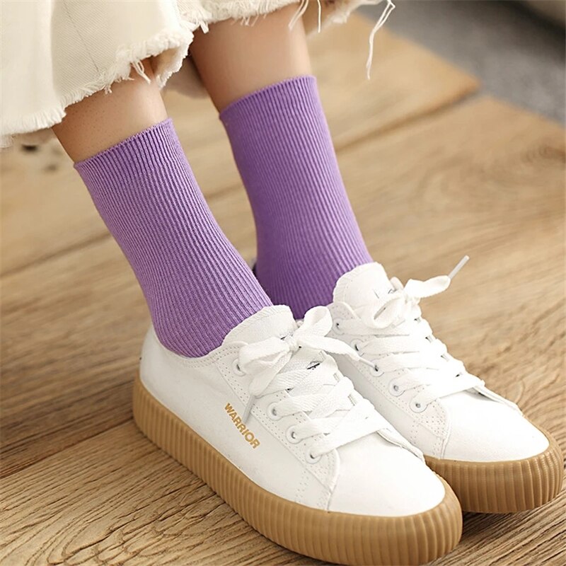 Men Women Retro solid color Harajuku Korean Cute Socks Sox