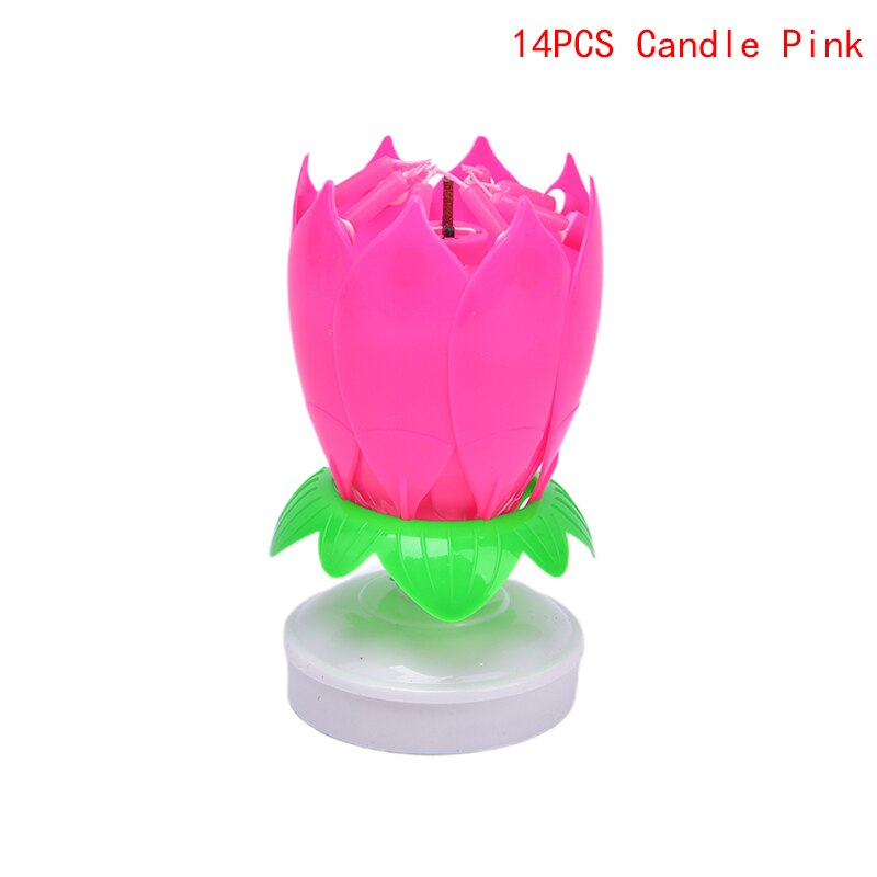 Vela Musical giratoria de flor de loto de feliz cumpleaños, para niños, velas para de cumpleaños, adornos de pastel de 1 pieza