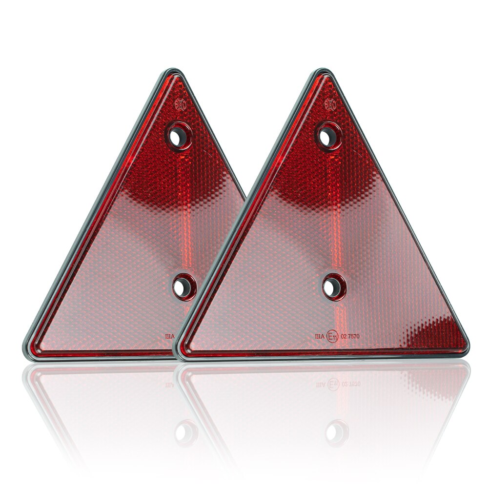2X Triangle Reflector Red Reflective Triangular Safety Warning Reflectors for Trailer RV Camper Caravan Boat Lorry Truck Tractor