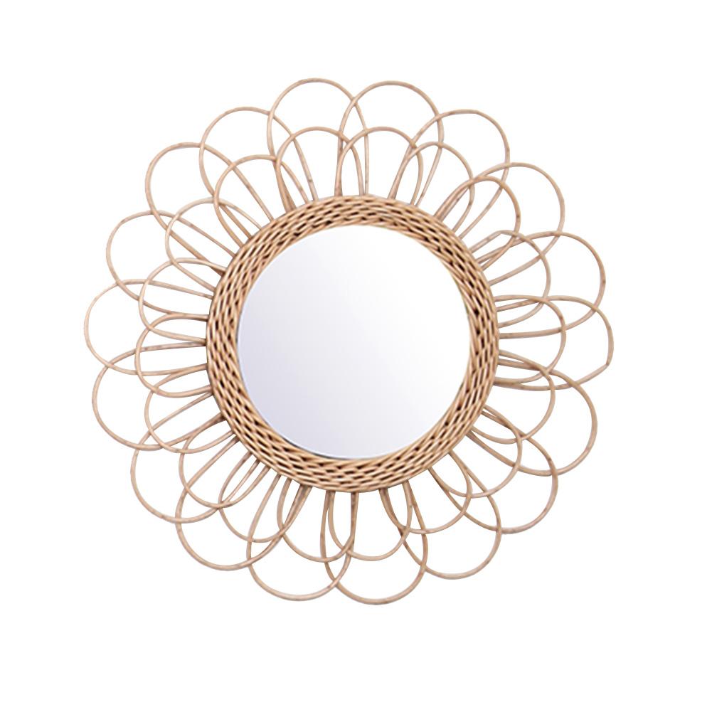 Rattan Dressing Mirror Innovative Art Decor Round Mirror Living Room Wall Hanging Mirror Bathroom Decoration Makeup Mirror