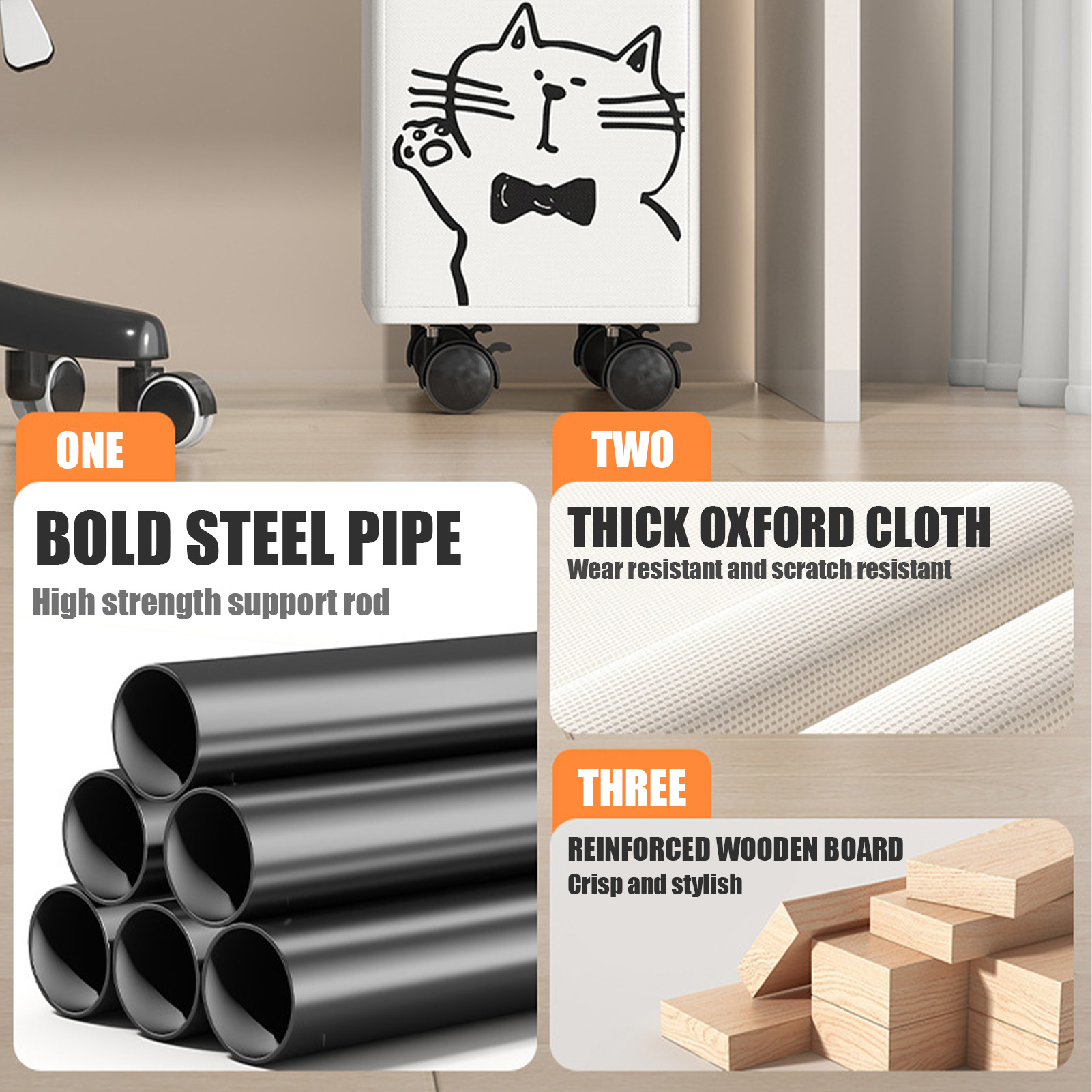 Mir à linge pliant de grande capacité avec rouleau, boîte de rangement pour vêtements, équipement de fitness, collation, jouet, boîte d'évaluation de bureau, 40cm