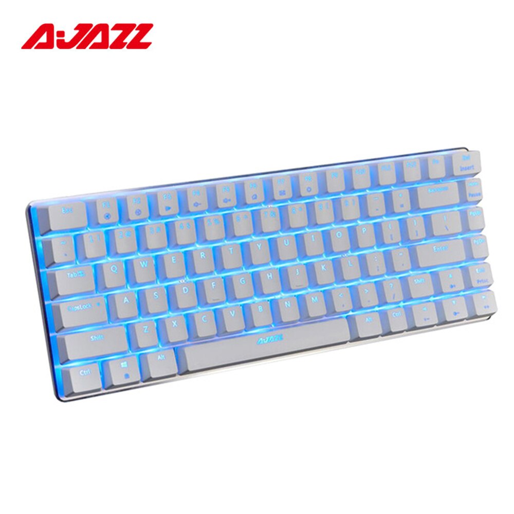 Original Ajazz AK33 Mechanical Gaming Keyboard Blue Switch 82 Keys Wired Keyboard for PC Games with Ergonomic Cool LED Backlit