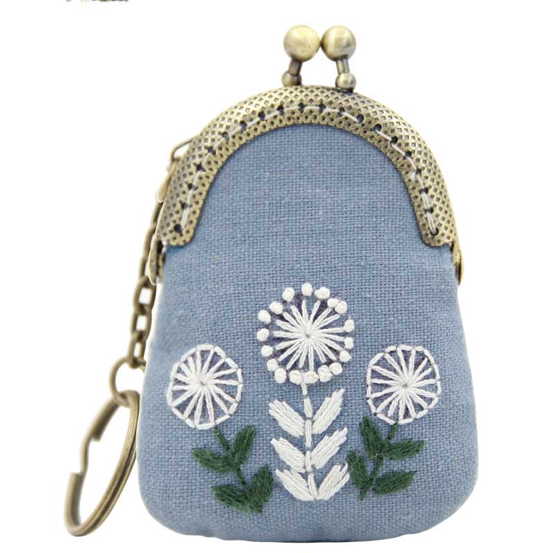 DIY Flower Necklace Mini Embroidery Bag Kit Embroidery Key chain Cross Stitch Sets Needlework Swing Craft Friend Unfinished: 2