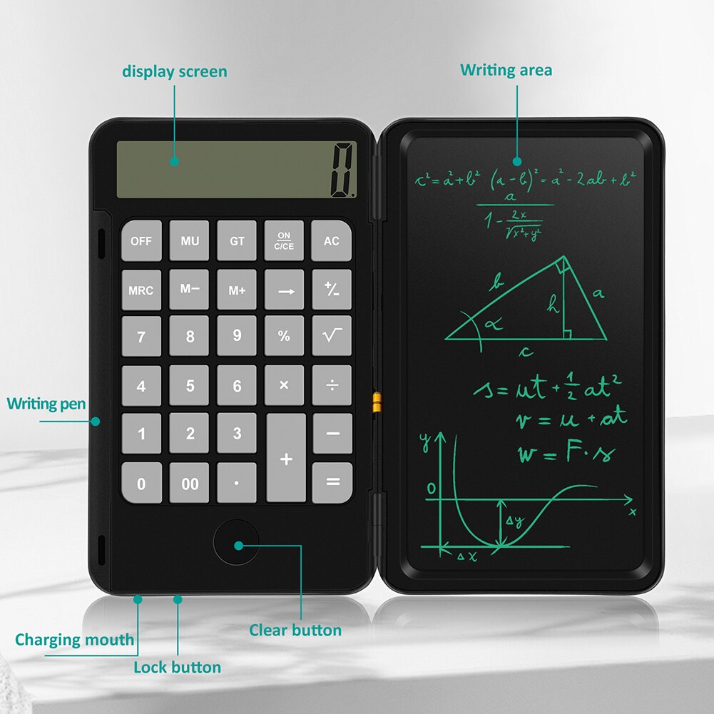 Basic Calculator Rechargeable Standard Function Desktop Calculator with 6.5 inch LCD Writing Tablet Electronic Drawing Pad