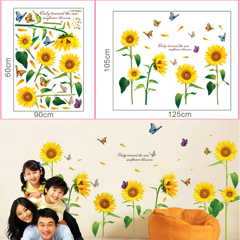 Veggklistremerke pvc plante flerfarget blomst vegg klistremerker tre stor flyttbar tv bakgrunn wallstickers rom dekorasjon