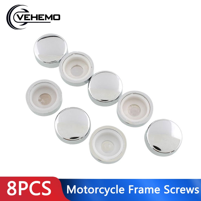 Vehemo Voertuig Nummerplaat Frames Auto & Truck Onderdelen 8 Pcs Motorfiets Frame Schroeven Chrome Caps Moer Nummerplaat Frame