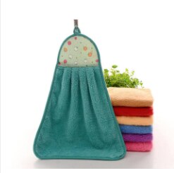 1 pièces petite serviette en peluche pépinière suspendus cuisine salle de bain épais chiffon doux essuyer serviette coton anti-huile-adhésif vaisselle lavage à séchage rapide: Green