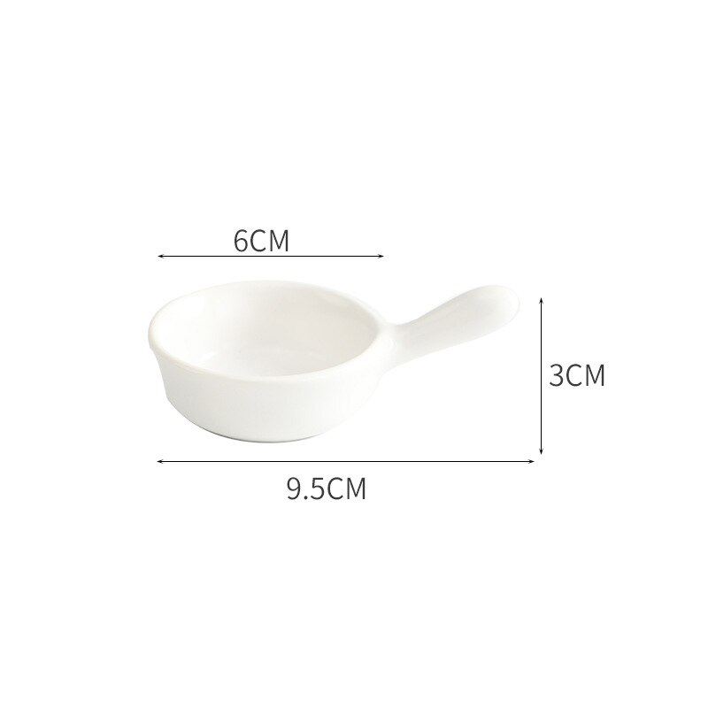 Cearmic Saus Schotel Japanse Saus Pot Kom Dompelen Plaat Kruiden Container Met Handvat Restaurant Kruiderij Kommen: White