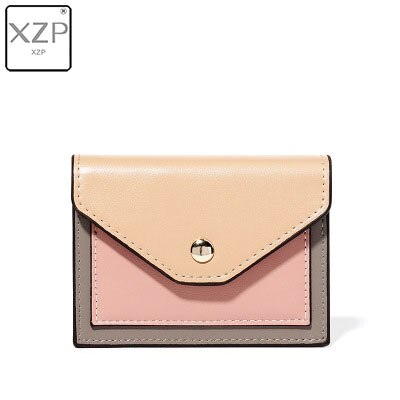 XZP 2019 Annata Breve Della Moneta Delle Signore Della Borsa dell'UNITÀ di ELABORAZIONE di Cuoio Cuciture Coreano Fibbia Della Carta Multifunzione Cornici e articoli da esposizione mini Portafoglio: Grigio scuro