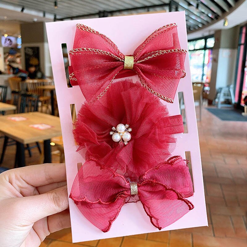 3 Pcs/Set Lace Flower Baby Headband Crown Bows Hairband Girl Turban Elastic Baby Hair Band Newborn Baby Hair Accessories: Style 3 G11