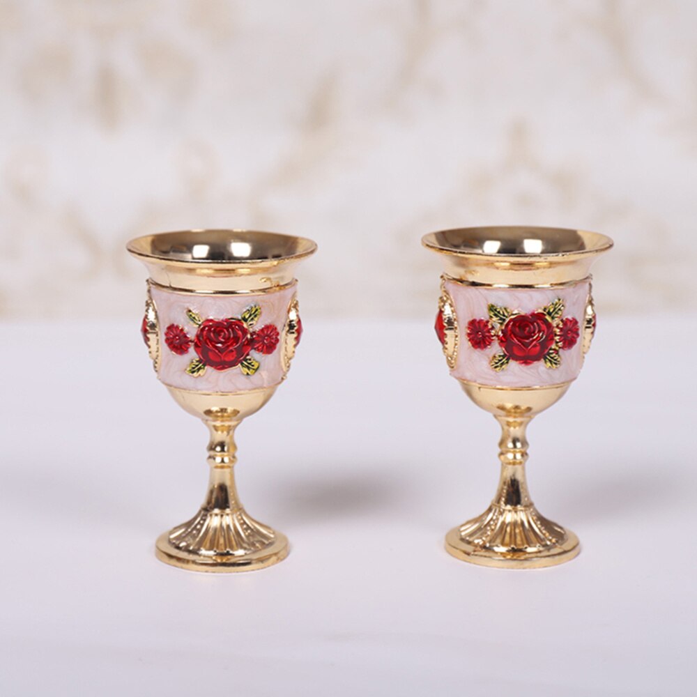 Metal Small Wine Glass Goblet Goblet Carved Retro Stemware For Home Bar Party Small Wine Glass Inlaid With Gems