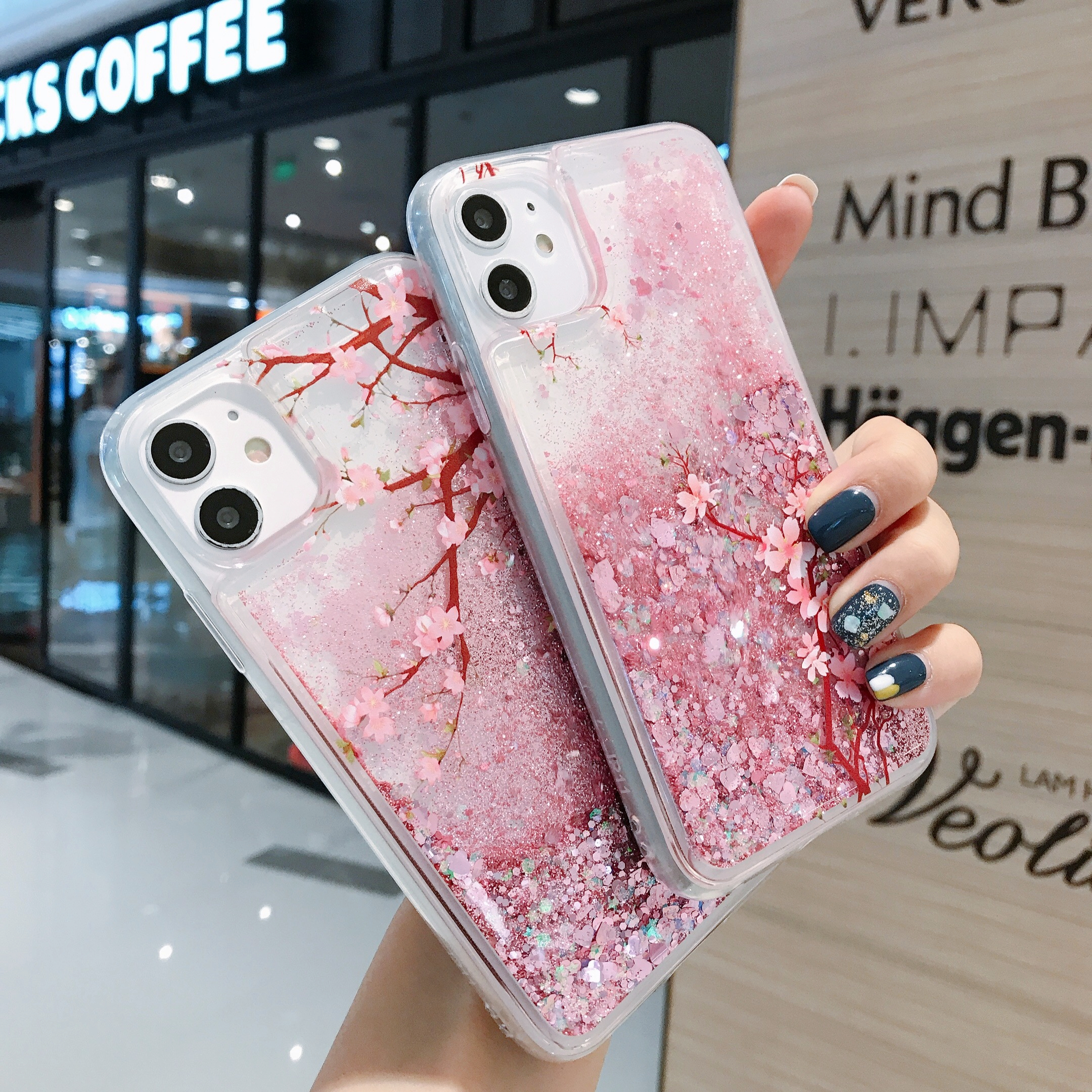 Pink flydende kviksand cover til samsung galaxy  s24 s23 s22 s21 plus  s20 fe s25 ultra  a54 a55 glitter blomster bling klart tpu cover