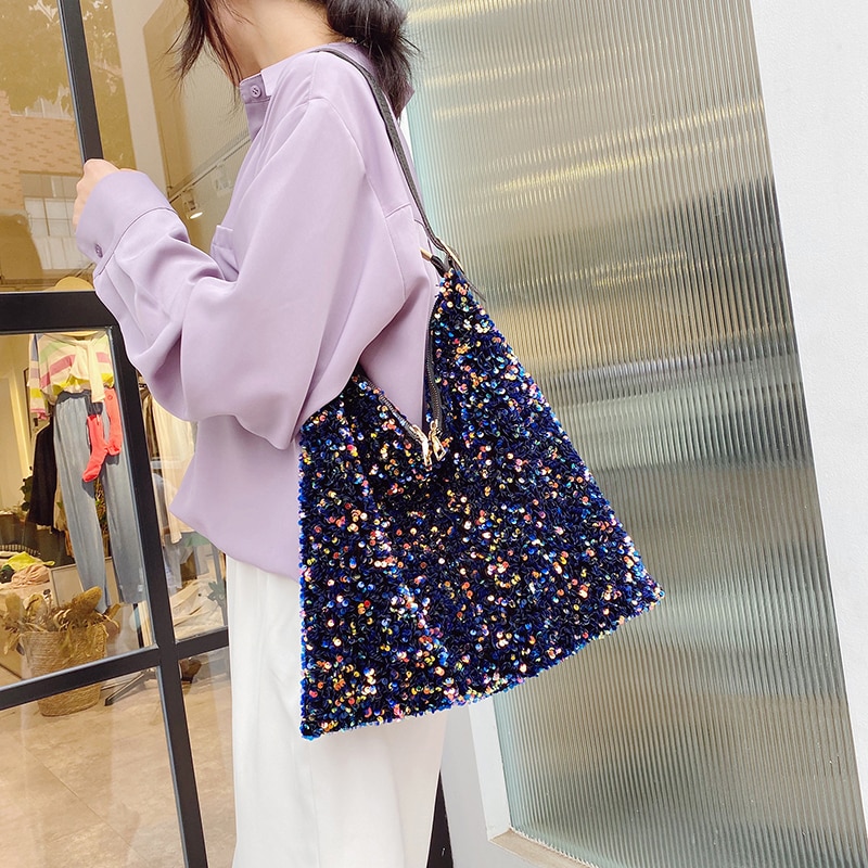 Pailletter tasker til kvinder skuldertaske luksus håndtasker kvinder tasker kvindelige tasker med høj kapacitet
