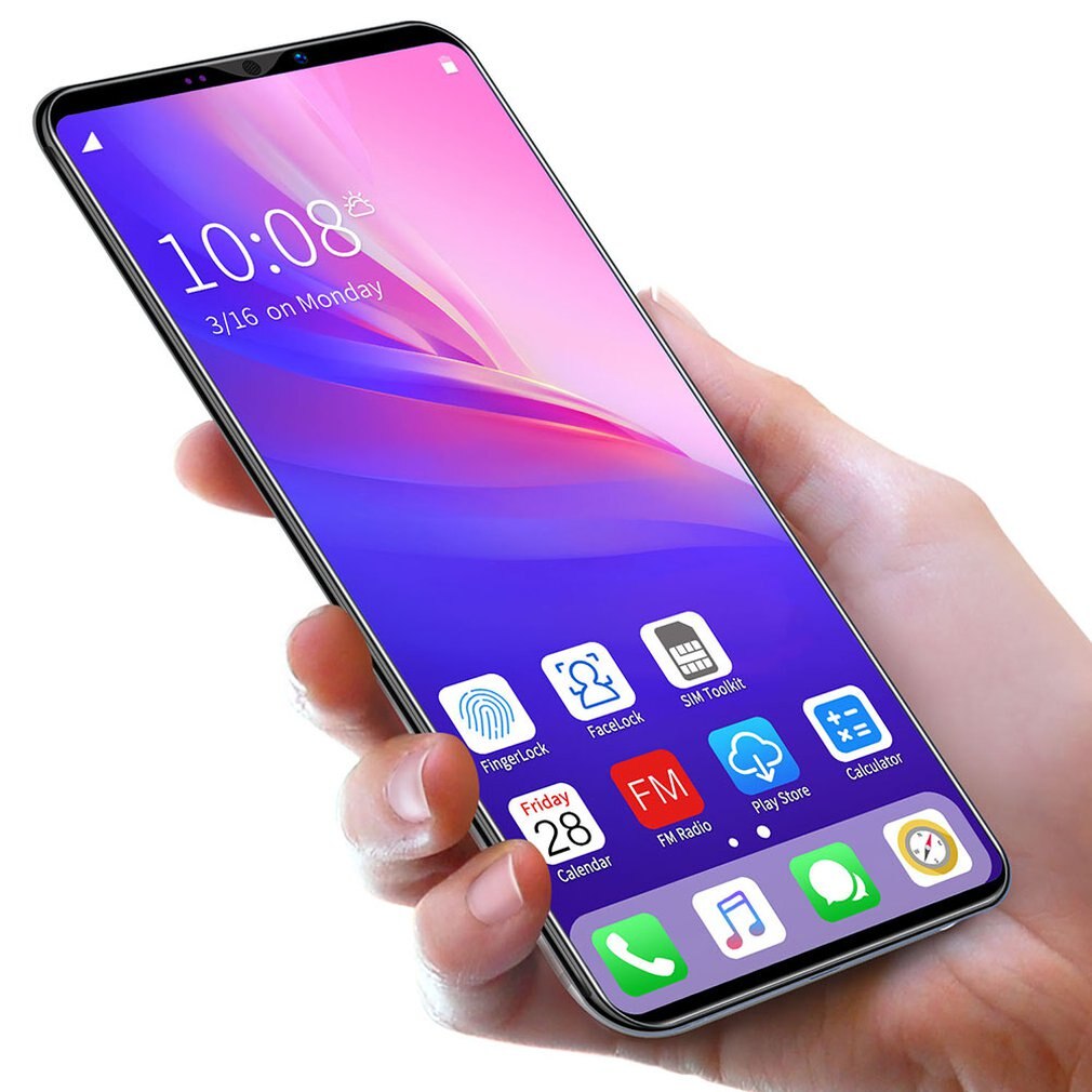 Dual-Core P40 Pro Smartphone 5.8 Inch Scherm Smartphone 512M + 4G Android Smartphone 3D Glas Vergulde achterkant Zwart