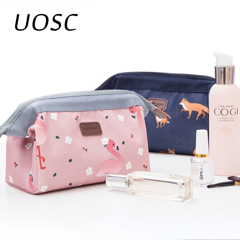 Uosc bolsa para cosméticos feminina, bolsa necessaire impermeável estilo coreano com flor para maquiagem, itens de viagem, organizador