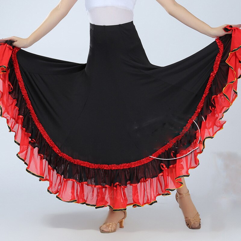 Vestidos de Flamenco español para mujer, 6 colores, falda de baile gitano con volantes, Vestido largo de baile clásico: Color1
