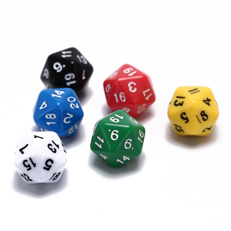 6Pcs Multi-Sided Dices D20 Dices Mixed Color Acrylic Ktv Fun Dice Board Game