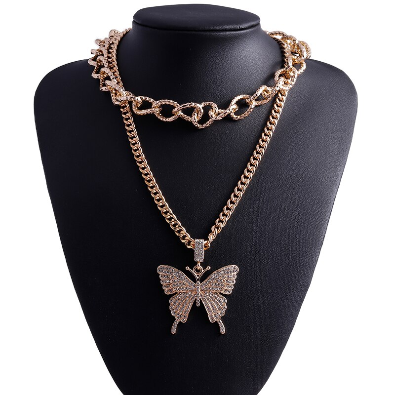 Luxuriöse Kristall Multilayer Schmetterling Halsketten für Frauen Nette Perle Choker Halsketten Anhänger Mädchen Schmuck Geburtstag: Style 3