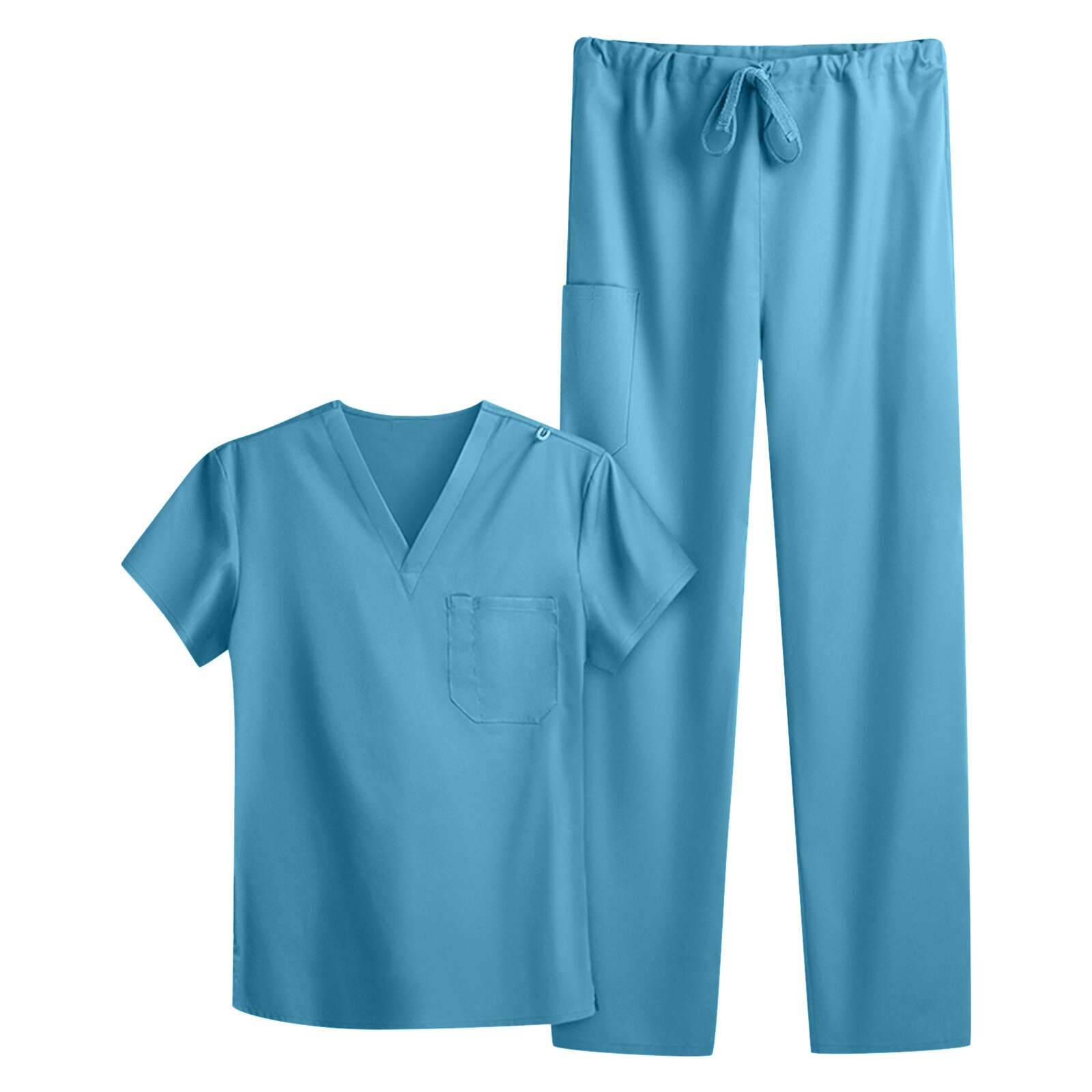 Hospital Health Care Nursing Scrubs Top For Women Short Sleeve V-Neck Work Uniform With Pocket Carer Suit Gorro Enfermera A50: BU / L2