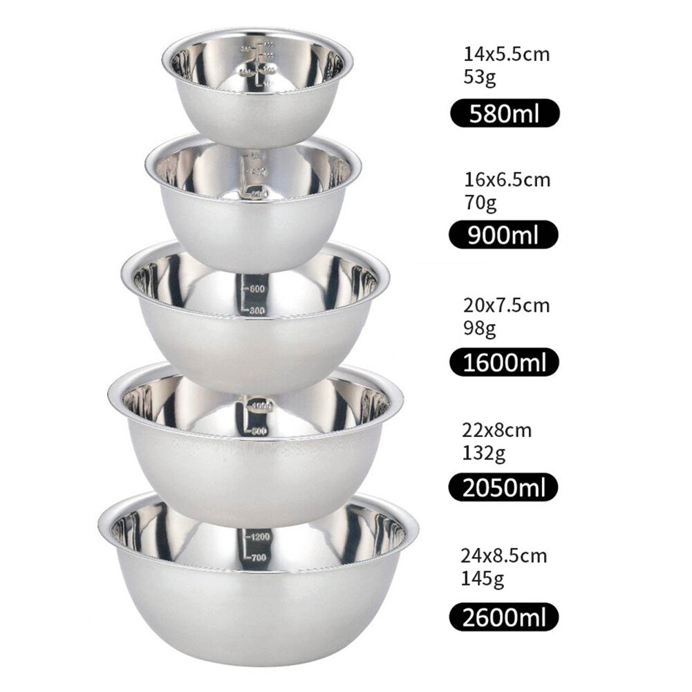 5 pz/set Ciotole In Acciaio Inox di Campeggio Portatile Ciotola di Famiglia All'aperto Fornello Da Cucina