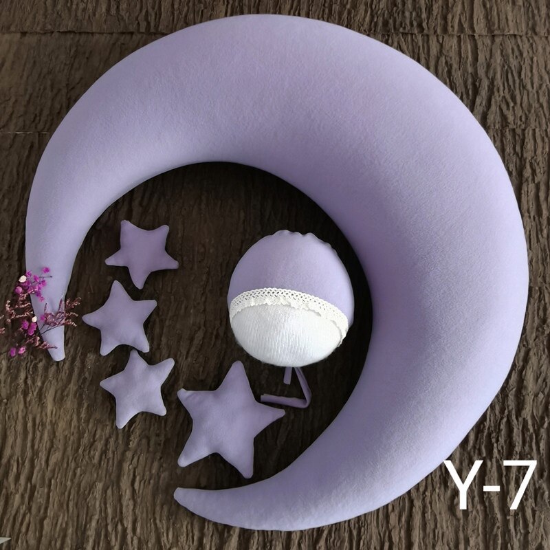 Moon Pillow Newborn Photography Prop Baby Posing Pillow Star Hat Set Baby Body Poser for Studio Photo: 7