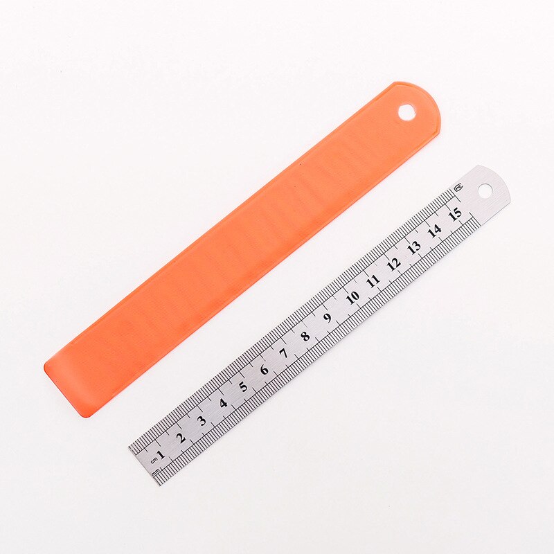 Cute 15CM Straight Metal Ruler Kawaii School Stainless Steel Ruler Parallel Scale Rule For Drawing Drafting Tools Stationery