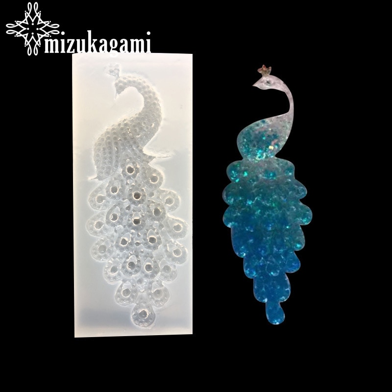 1pcs/lot UV Resin Jewelry Liquid Silicone Mold Peacock Shape Charms Pendant For DIY Charms Making Jewelry