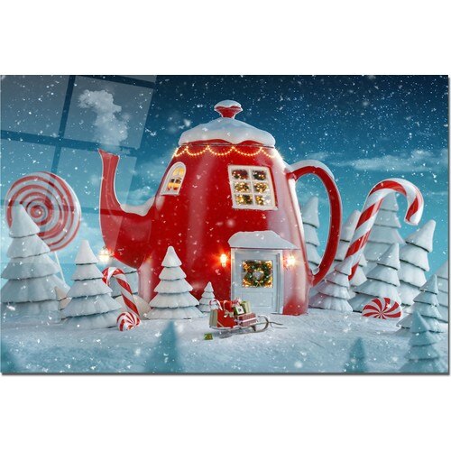 Glazen snijplank met kerstthema, antibacterieel glazen snijplank, jaarthema, sneeuw, hittebestendig glazen snijplank, keuken