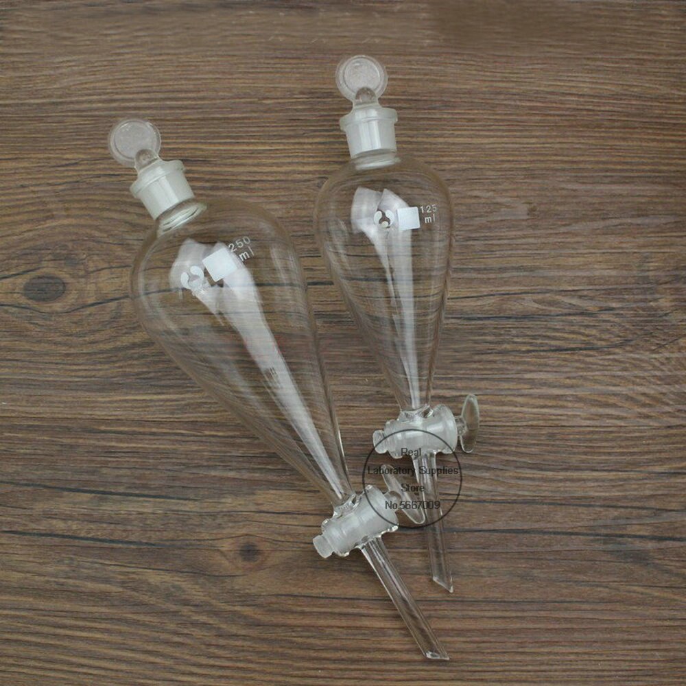 1piece Lab 1000ml glass pear-shaped Separating Conical Funnel With Glass Ground-in piston Laboratory Glassware