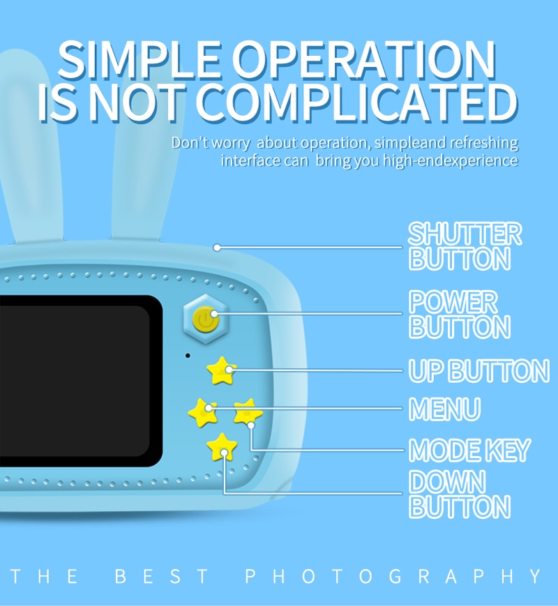 Toy Camera Mini Camera Kids Toys Cartoon Digital Camera Baby Toys 12.0M with 2.0 Inch IPS Screen Children Educational Toys