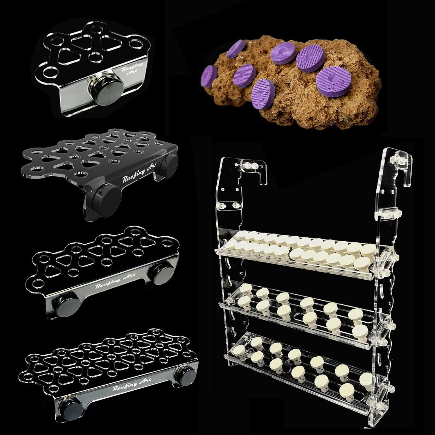 DW Aquarium REEFING ART Super Clear Acrylic Magnetic Coral Frag Plugs Rack Holder Fish Tank For 6 - 20MM Glass Thickness