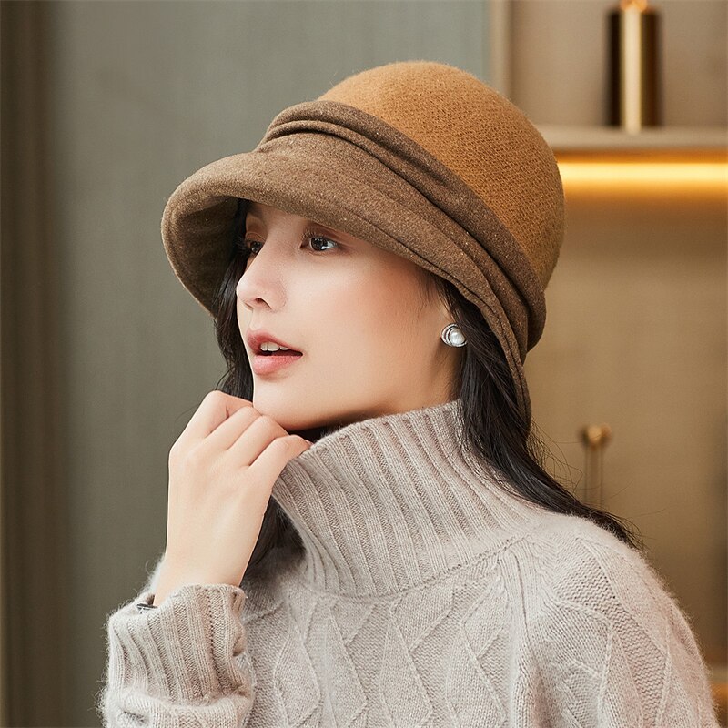 PTAH-gorros de lana de estilo británico para mujer, sombrero de Tweed más suave, Estilo Vintage, para iglesia, para Otoño e Invierno
