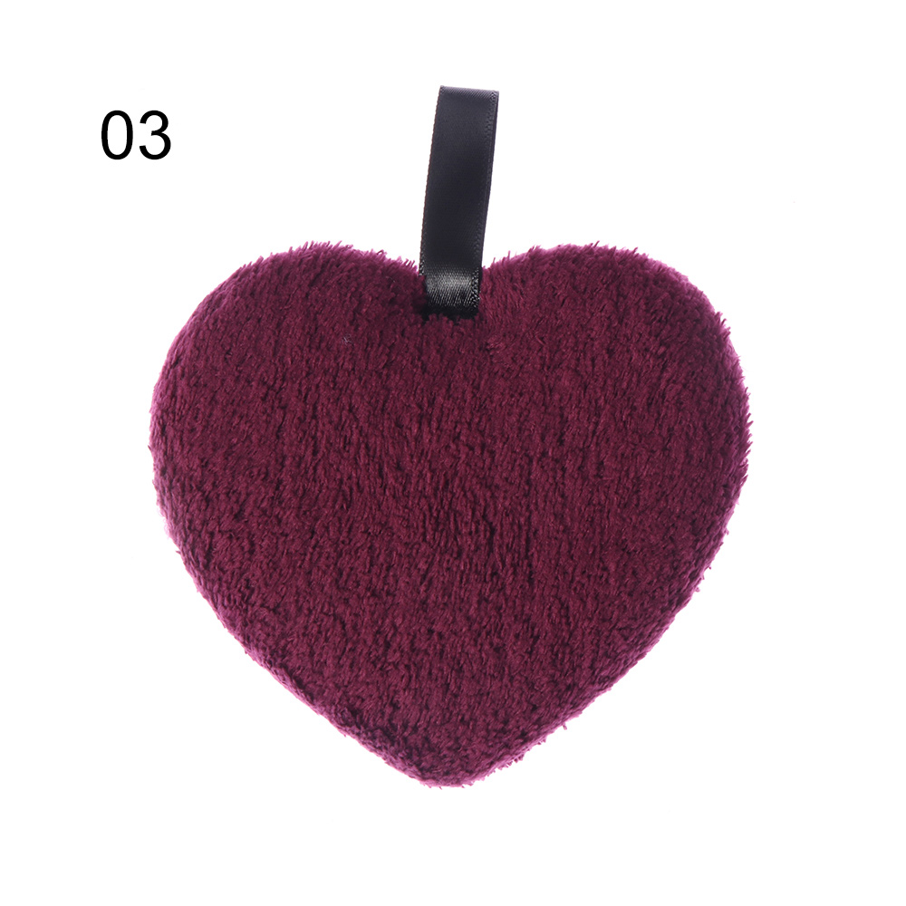 Microfibre chiffon tampons coeur dissolvant serviette visage nettoyage maquillage éponge conteneur maquillage éponge maquillage poudre bouffée peluche: 03