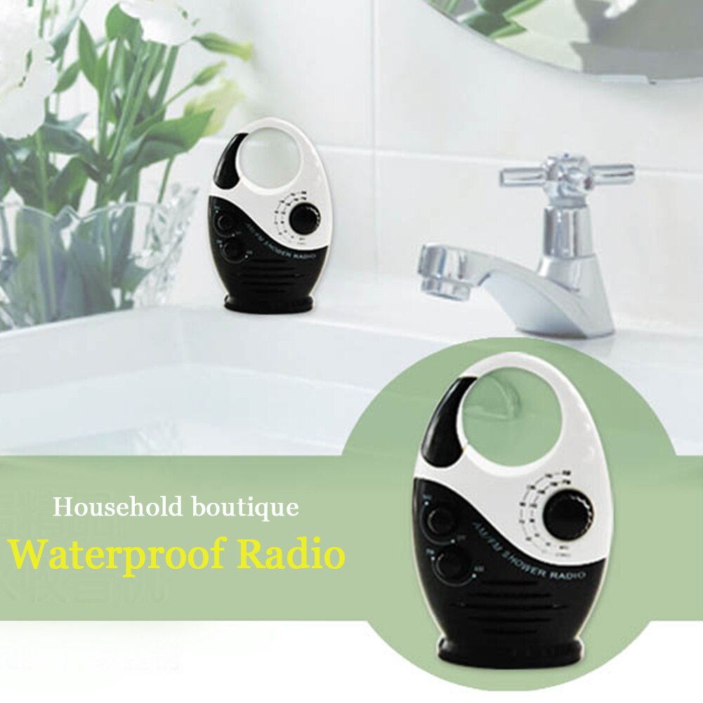 Top Handle Speaker AM FM Adjustable Volume Hanging Shower Radio Portable Bathroom Music Battery Powered Button Mini Waterproof